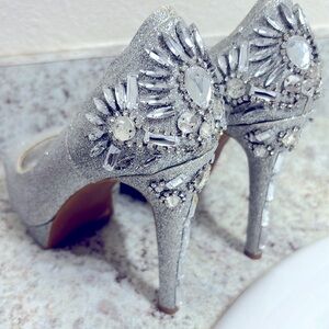 Gianni Bini Silver Embellished Heels